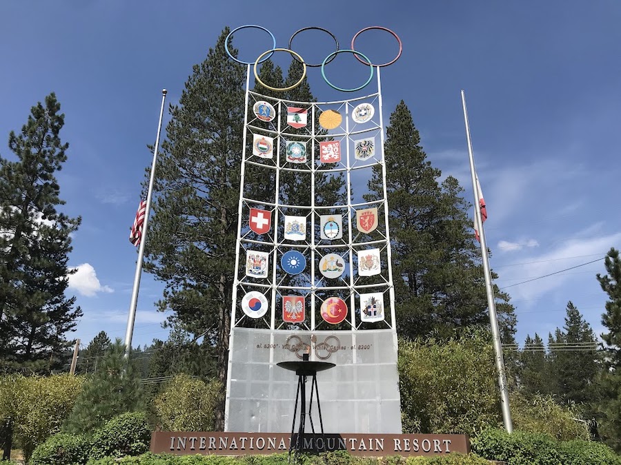 The Olympic torch and a monument to the 1960 Winter Olympics sits at the intersection of Highway 89 and Olympic Valley Road. | Photo by Helena Guglielmino