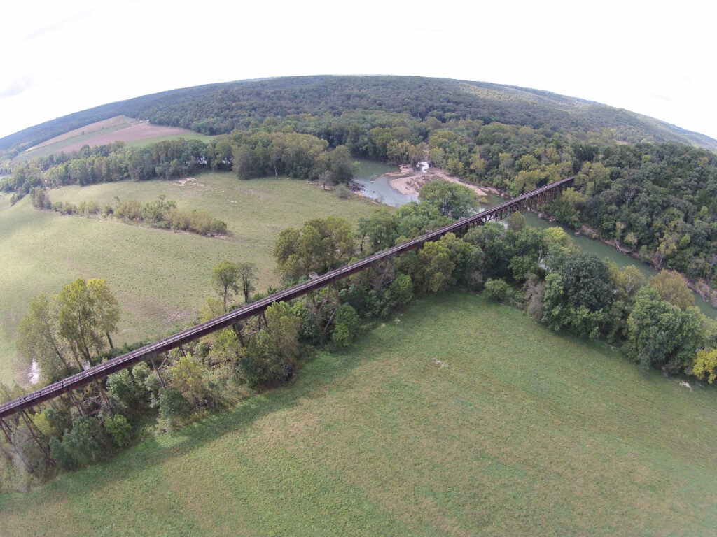 The bridge over the Gasconade River near Freeburg spans 1,776 feet and will be a highlight of a future section of the Rock Island Trail | Courtesy Missouri Rock Island Trail, Inc.
