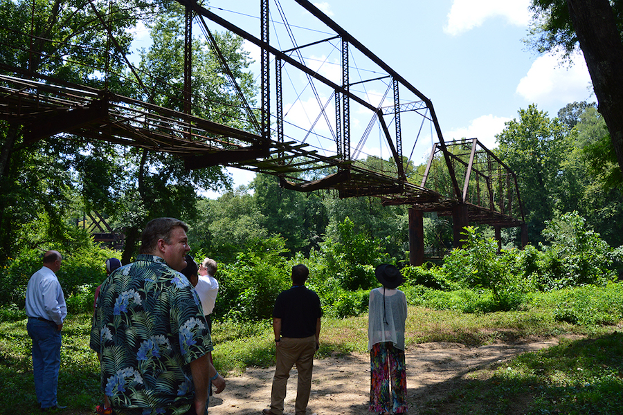 The steel-truss old river bridge near the town of Benton, featured in the movie “Sling Blade,” is being redeveloped into a pedestrian bridge as part of the Southwest Trail. | Photo courtesy Metroplan