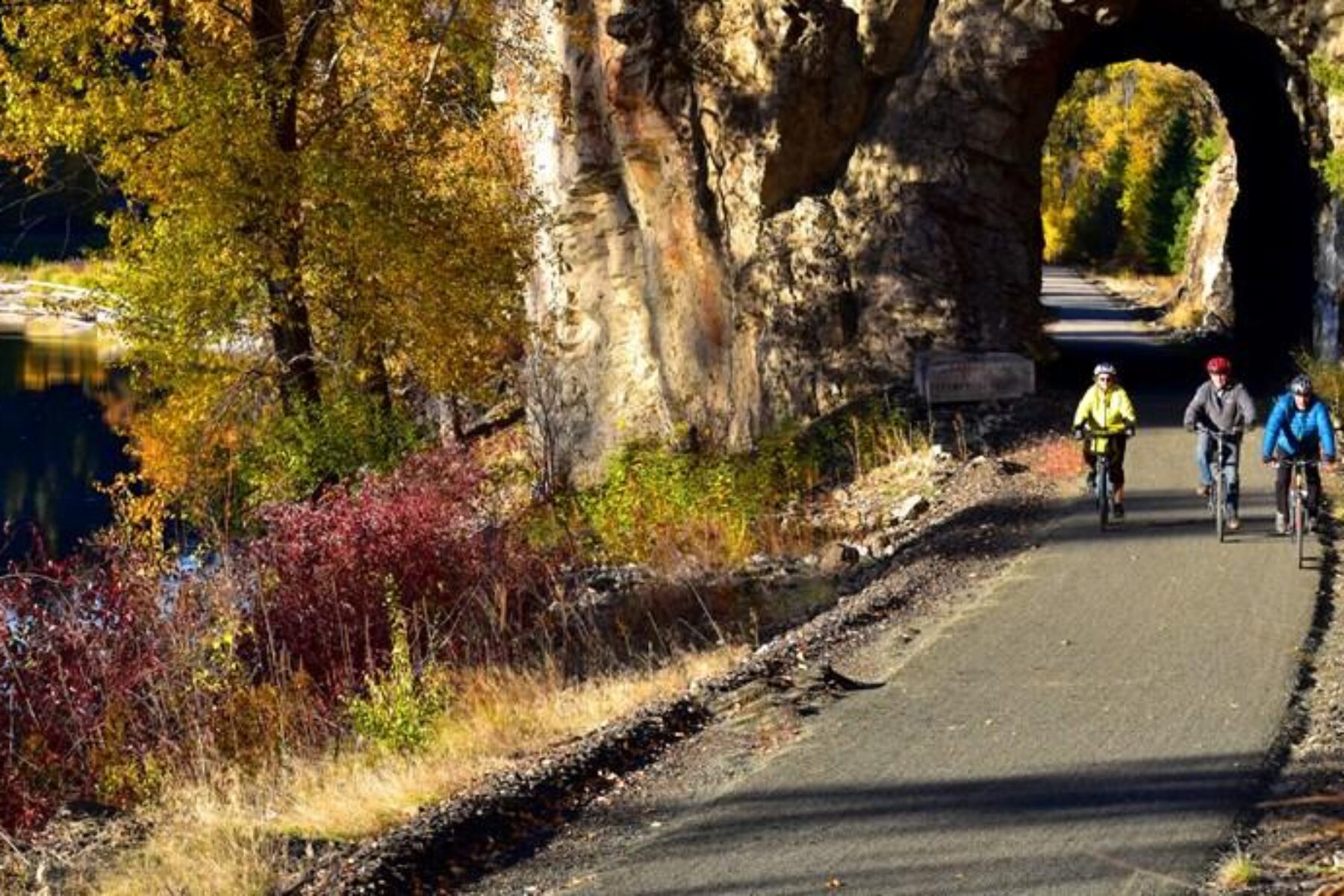 The trail's rocky tunnel is located on the northern end of the route | Photo by J. Foster Fanning courtesy Ferry County Rail Trail Partners