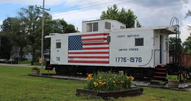 This Caboose greets visitors where the Katy Trail and the Rock Island Trail intersect in Windsor. | Photo courtesy Missouri Rock island Trail Inc.