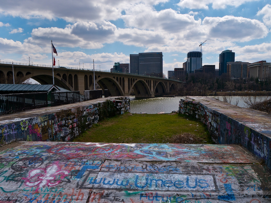 Today you can visit the remaining aqueduct abutment on the Georgetown side of the Potomac River. | Photo by Bonnachoven:Wikimedia | CC0 1.0 Universal