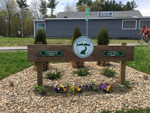 Trail sign for the Salem Bike-Ped Corridor in New Hampshire | Courtesy Town of Salem