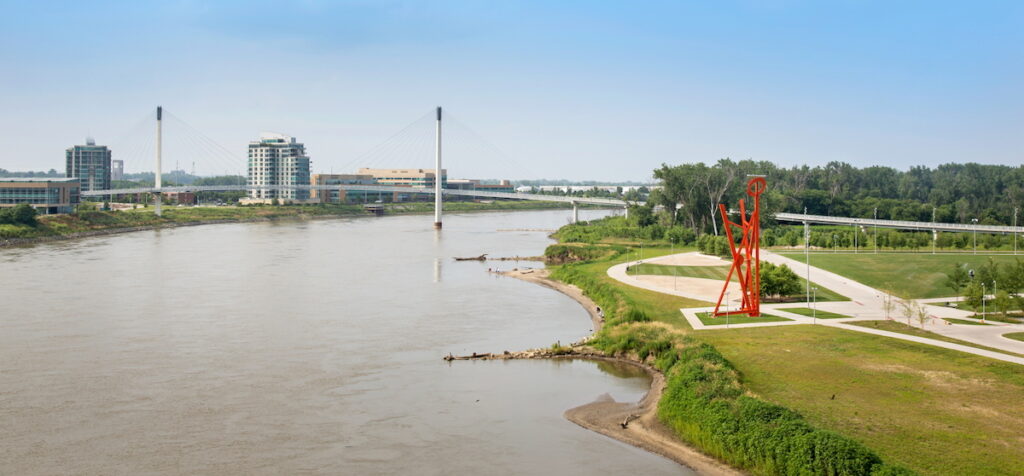 View of the Council Bluffs riverfront | Photo by Tom Kessler, courtesy Iowa West Foundation