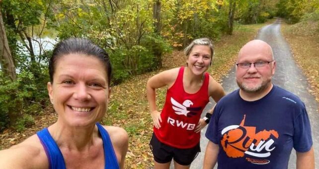 Vincent Viars and his running partners on the Mon River Trail | Courtesy Vincent Viars