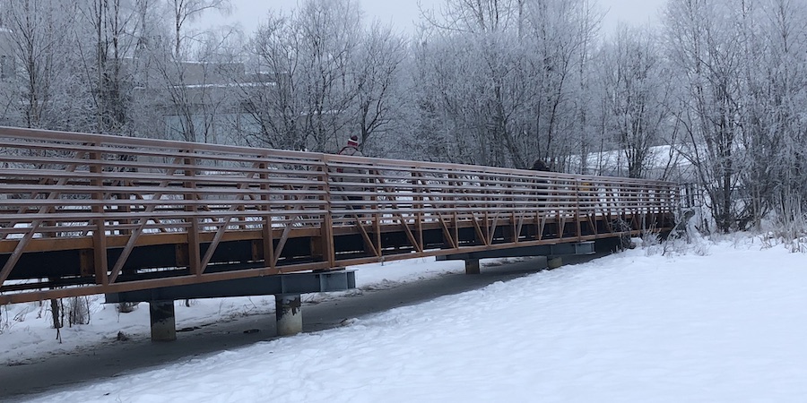 Westchester Lagoon bridge on the Tony Knowles Coastal Trail | Photo by Josh Zellmer, courtesy Municipality of Anchorage, Parks and Recreation