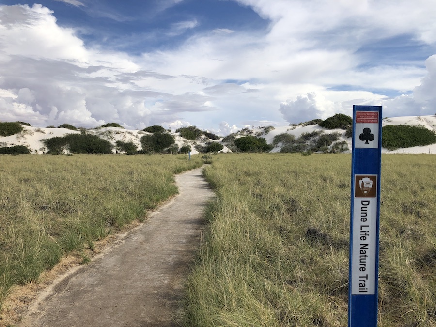 (Off the trail) White Sands National Park is a 45-minute drive southeast of the Cloud-Climbing Trestle Trail via Highways 80 and 70. The sandy dunes of the national park offer a dramatic contrast to the thick forestland of Cloudcroft. | Photo by Cindy Barks