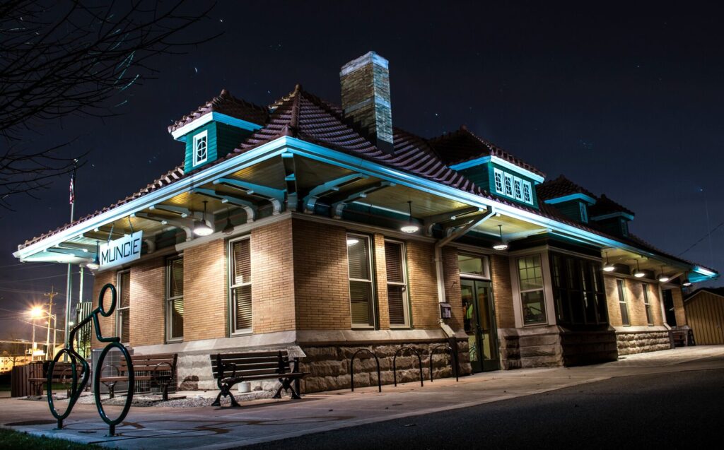 Wysor Street Depot in Muncie, Indiana, along the Cardinal Greenway | Photo courtesy Cardinal Greenways, Inc.