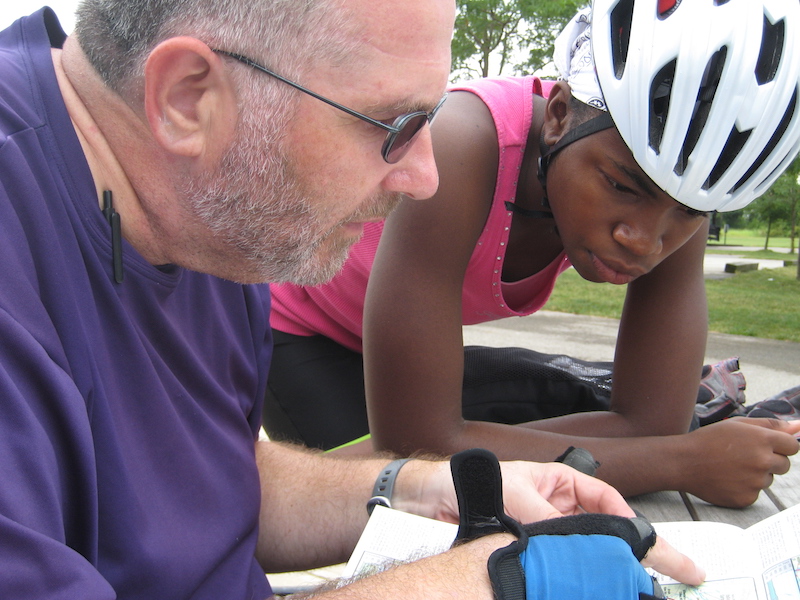 Adventure Cycling volunteer and Ohio resident Chuck Harmon and a student rider from Bronx Lab School on an annual youth tour of the Underground Railroad Bicycle Route | Photo courtesy Adventure Cycling Association