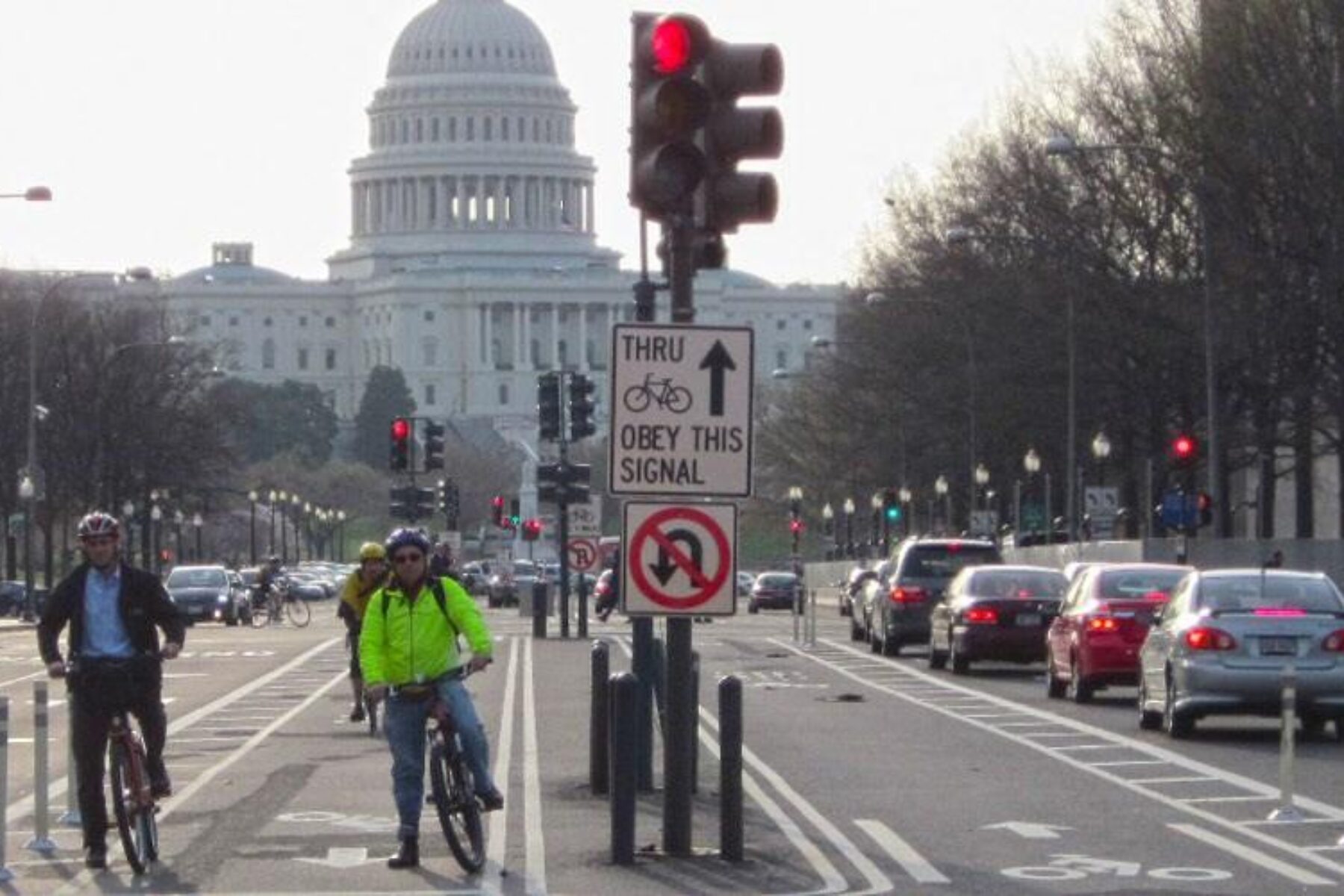 Bicyclist near Capitol Building - Photo courtesy D.C. Department of Transportation