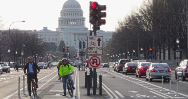 Bicyclist near Capitol Building - Photo courtesy D.C. Department of Transportation