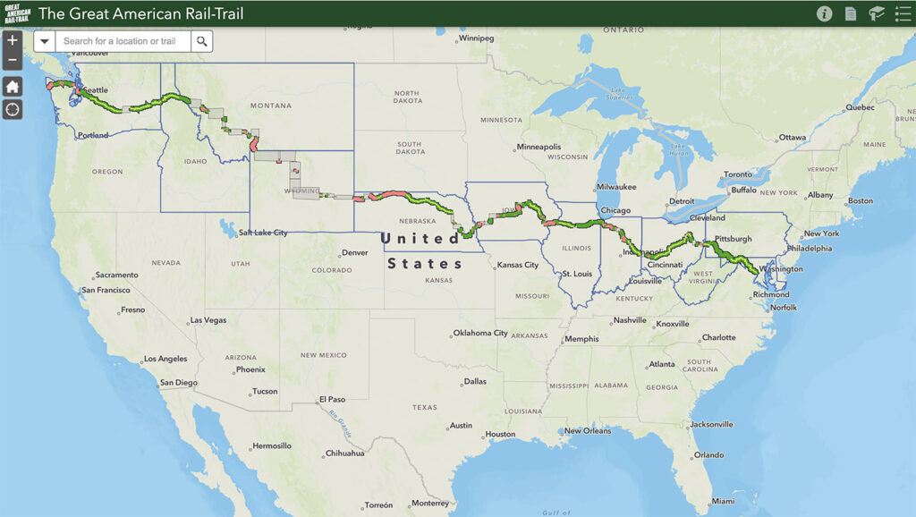 Great American Rail-Trail Interactive Map by RTC