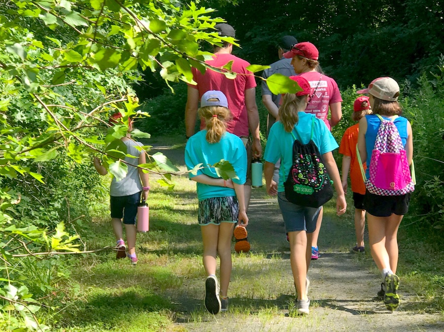 Girl Scouts walk along New Jersey's D&R Canal State Park Trail | Photo by Vicki Chirco, historian, D&R Canal State Park