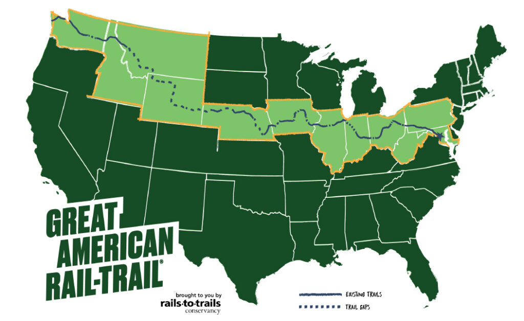 Great American Rail-Trail branded map (2022) by RTC
