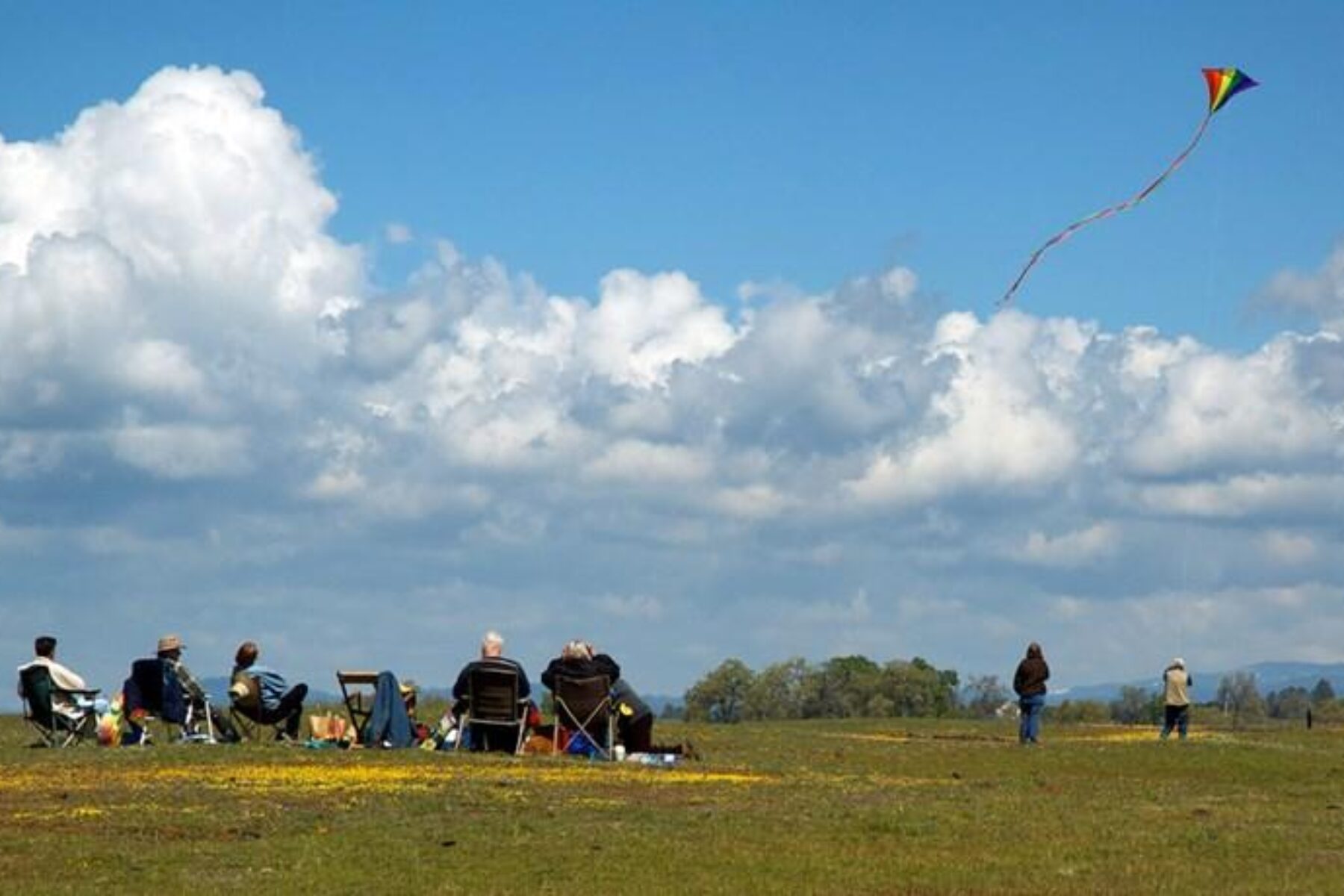 Group picnic and flying kites - Photo by Scott Jungling