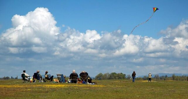 Group picnic and flying kites - Photo by Scott Jungling