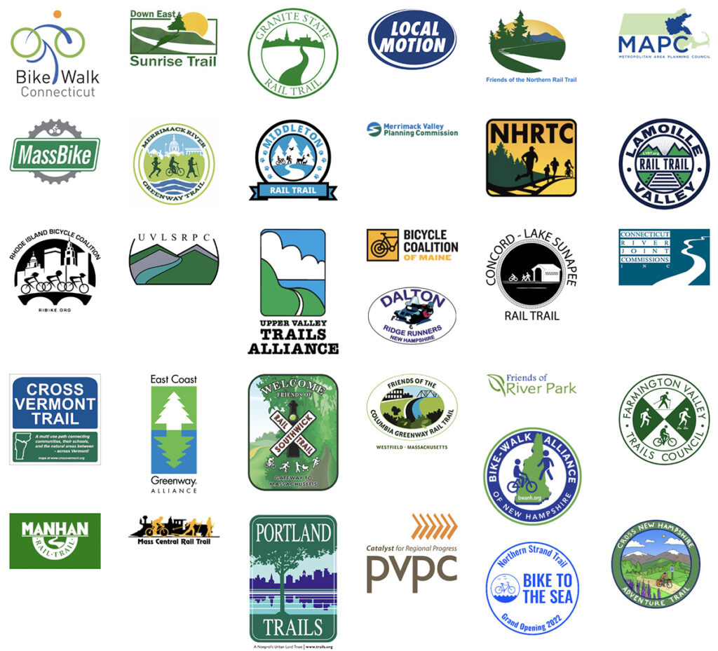 New England Rail-Trail Partner logos (2022)