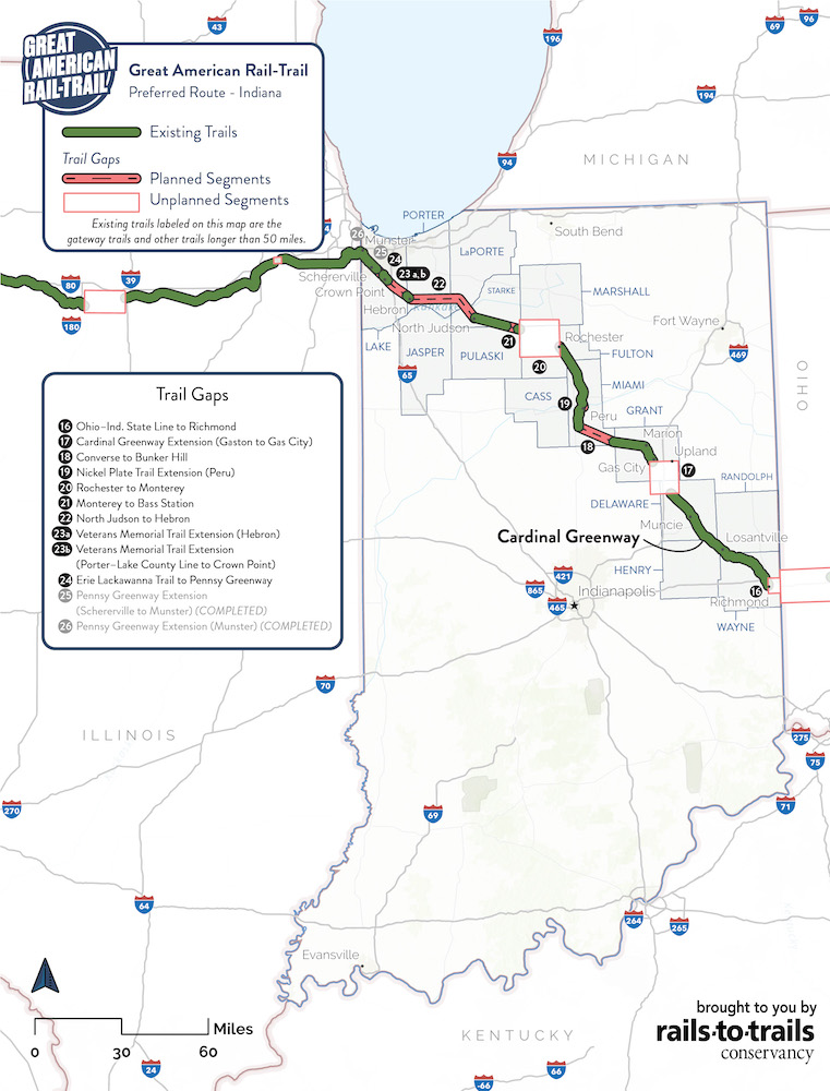Preferred Route through Indiana map by RTC