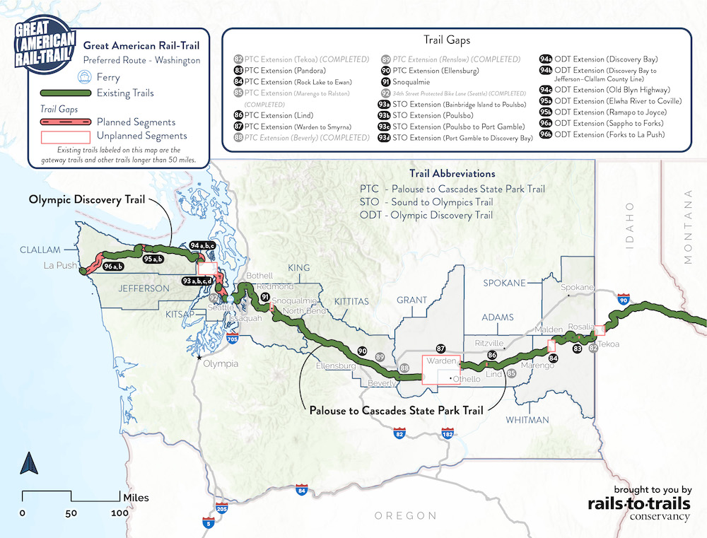 Preferred Route through Washington map by RTC