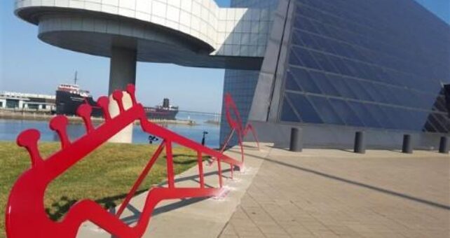 The Cleveland Lakefront Bikeway passes major attractions like the Rock & Roll Hall of Fame | Photo courtesy Traillink user roddo