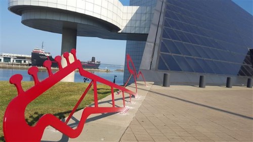 The Cleveland Lakefront Bikeway passes major attractions like the Rock & Roll Hall of Fame | Photo courtesy Traillink user roddo