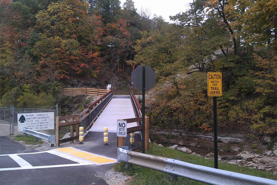 Trail bridge installed over Brush Run Creek | Photo courtesy Montour Trail Council