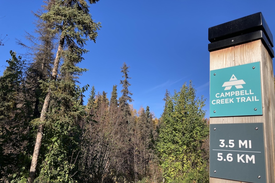 Signage along Alaska's Campbell Creek Trail | Photo courtesy Visit Anchorage