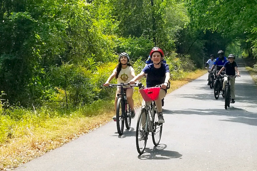 Baptist Academy Bike Club participants enjoy Georgia's Cricket Frog Trail | Photo courtesy Newton Trails, Inc.