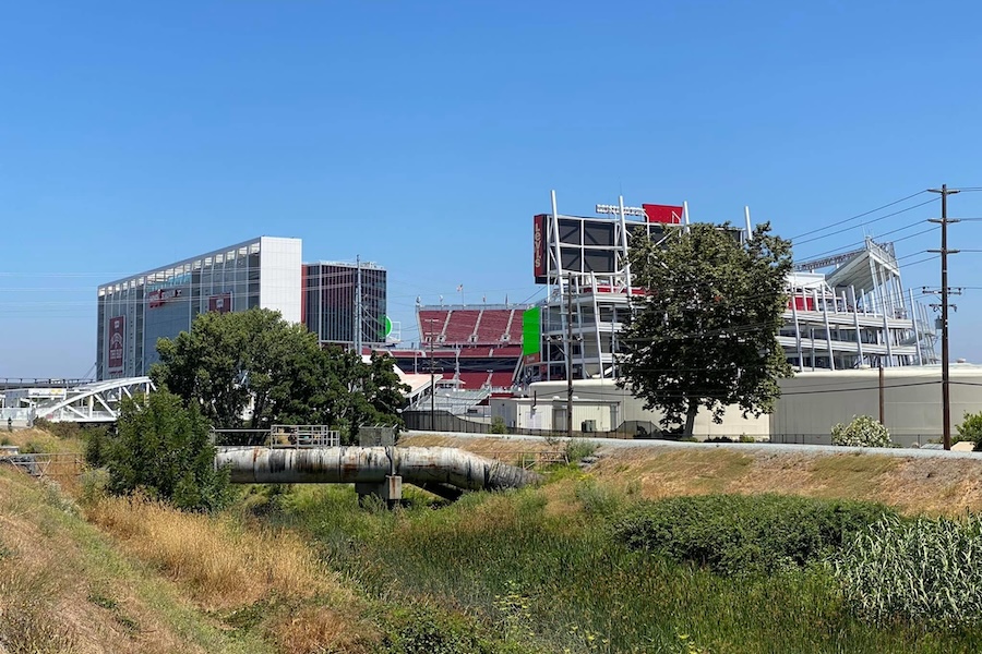 California's San Tomas Aquino Creek Trail runs along Levi's Stadium | Photo by TrailLink user lixunz_tl