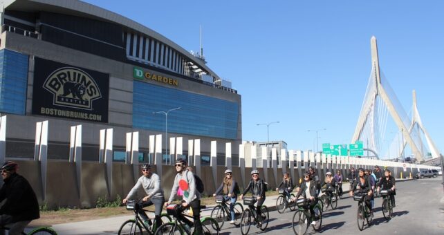 Participants on an Urban AdvenTours ride reach Boston's TD Garden | Photo courtesy Urban AdvenTours