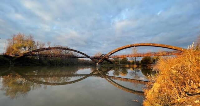 The Tridge along the 30-mile Pere Marquette Rail Trail in Michigan | Photo by Cory Matteson