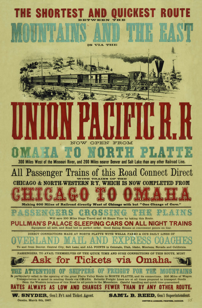 1867 Union Pacific advertisement poster | Courtesy Union Pacific Railroad Museum