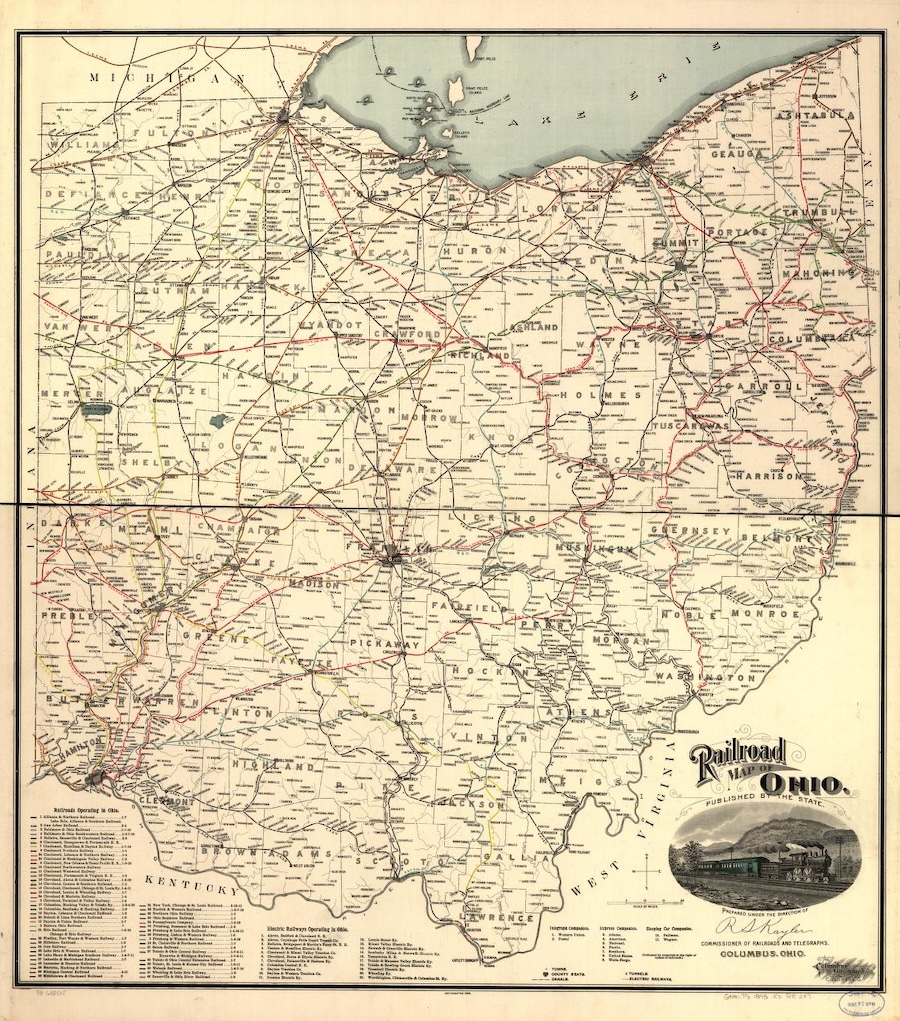 Historical Map of Ohio Railroads, 1898 | Courtesy Library of Congress