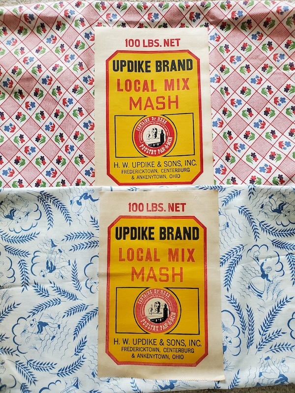 Circa 1930: Updike mill feed sacks; by 1924, the grain industry was changing from wooden barrels to cloth sacks that, when empty, could be used for dress goods. | Photo by Gloria Parsisson, courtesy Knox County Historical Society