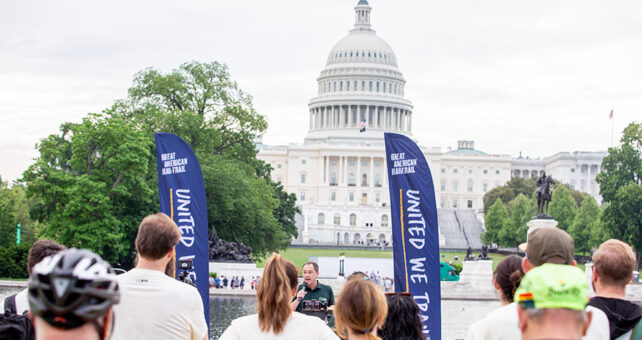 Ryan Chao speaks near Capitol Building | Photo by Mariah Miranda Photography