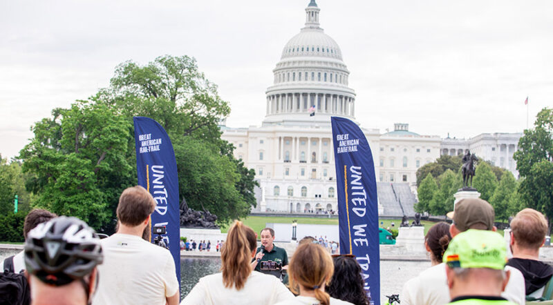 Ryan Chao speaks near Capitol Building | Photo by Mariah Miranda Photography