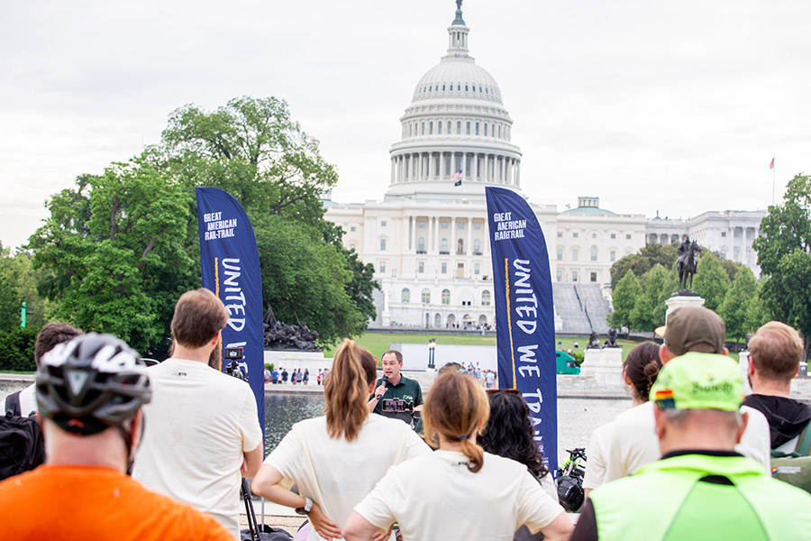 Ryan Chao speaks near Capitol Building | Photo by Mariah Miranda Photography