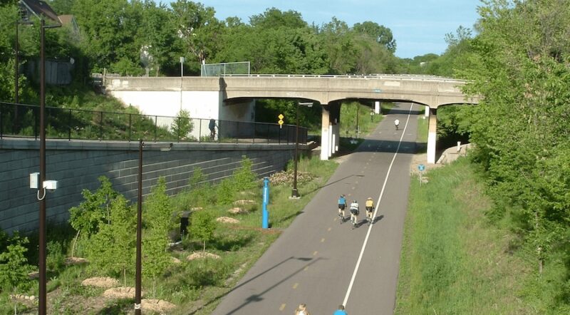 Midtown Greenway - View from 13th Avenue overlooking the trail | Photo courtesy Midtown Greenway Coalition