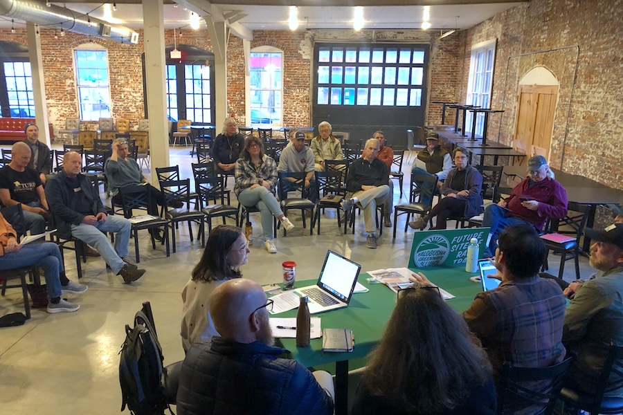 Water Valley Rail-Trail project discussion at a Yalobusha Greenways Alliance meeting | Photo by Chris Goodwin, courtesy Water Valley Main Street Association