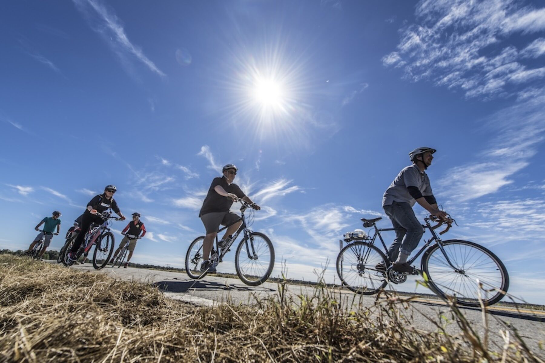 Bicyclists at the Delta Heritage Arkansas City Terminus Dedication in 2018 | Photo courtesy Tourism Arkansas