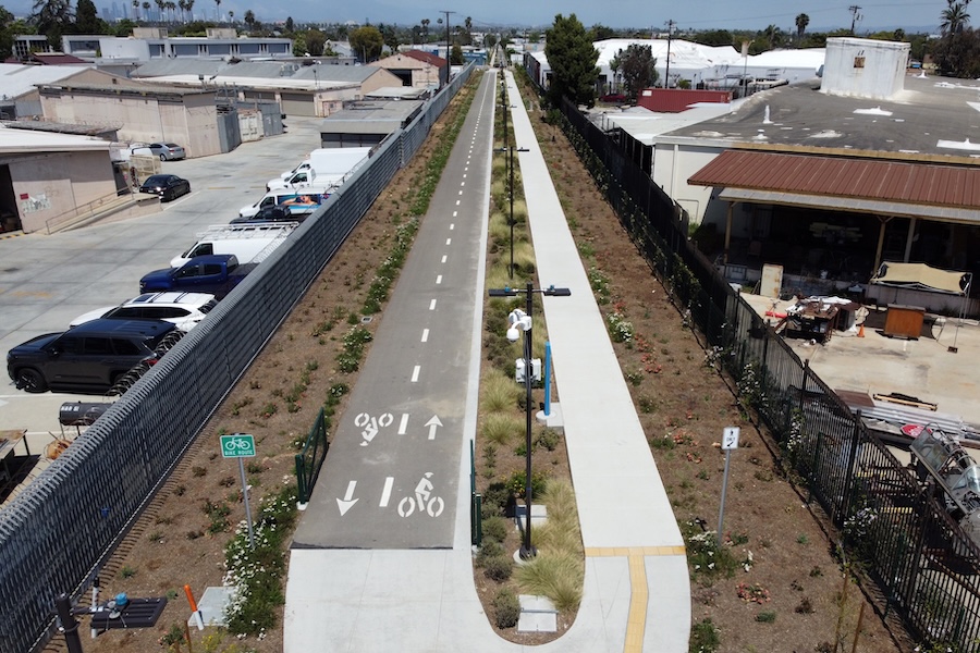 Drone photography of California's Rail to Rail Path | Photo courtesy LA Metro