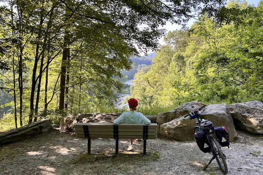 Scenic overlook along the Great Allegheny Passage (GAP, gaptrail.org) | Photo by Ashlee Stimpson
