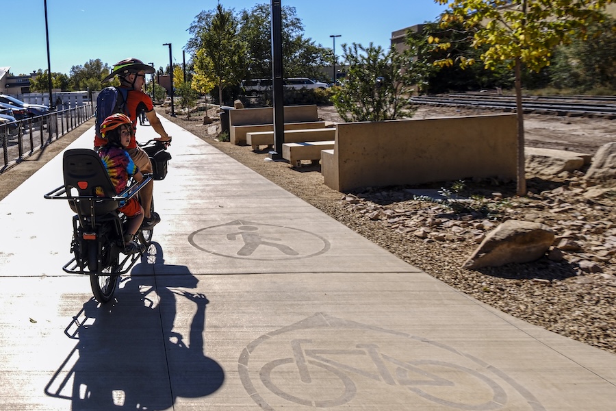 Duo bike along New Mexico's ABQ Rail Trail | Photo by Adolphe Pierre-Louis, courtesy Albuquerque Metropolitan Redevelopment Agency