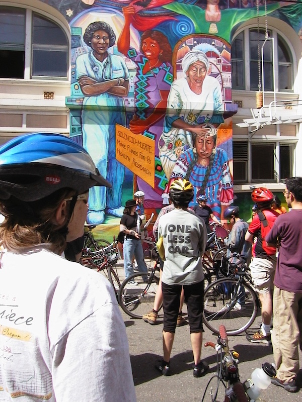 Advocates gather in San Francisco in support of bike-ped funding in the federal transportation bill, circa 1999. | Photo courtesy Kate Bickert