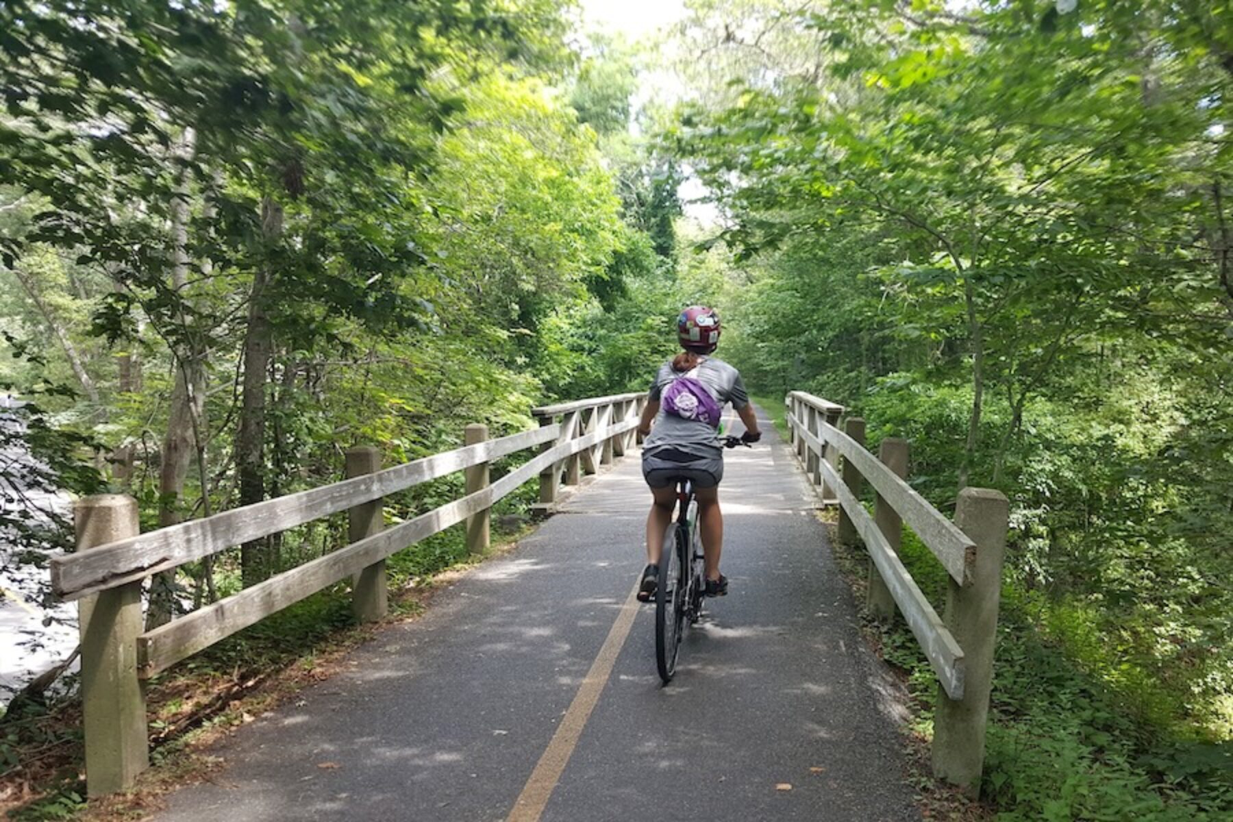 Bicyclist on Massachusetts' Shining Sea Bikeway | Photo by Leeann Sinpatanasakul