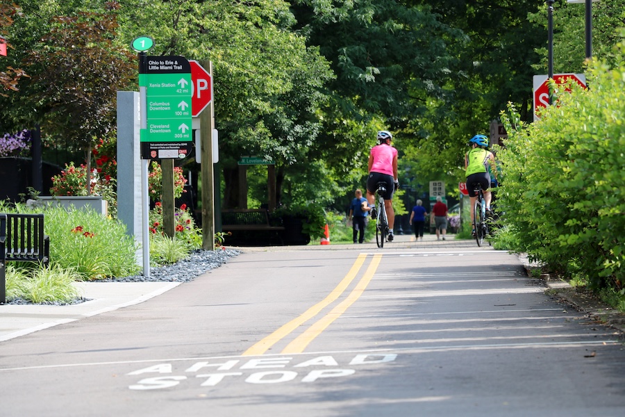 Bicyclists and walkers on Ohio's Little Miami Scenic Trail | Photo courtesy City of Loveland
