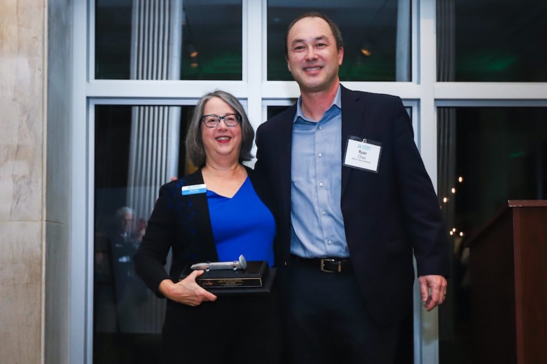 2025 Rail-Trail Champion Kay Ehas (left) with RTC's President Ryan Chao | Photo courtesy Groundwork Jacksonville