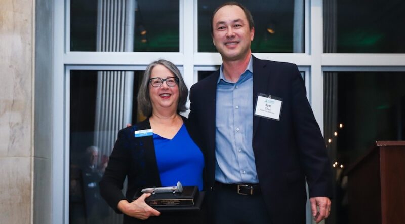 2025 Rail-Trail Champion Kay Ehas (left) with RTC's President Ryan Chao | Photo courtesy Groundwork Jacksonville