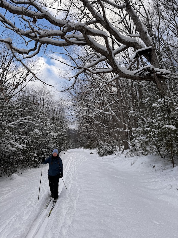 Cross-country skiing along West Virginia's Meadow River Rail Trail | Photo by Dave Bassage