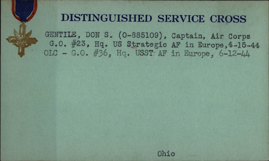 Distinguished Service Cross issued to Don Gentile